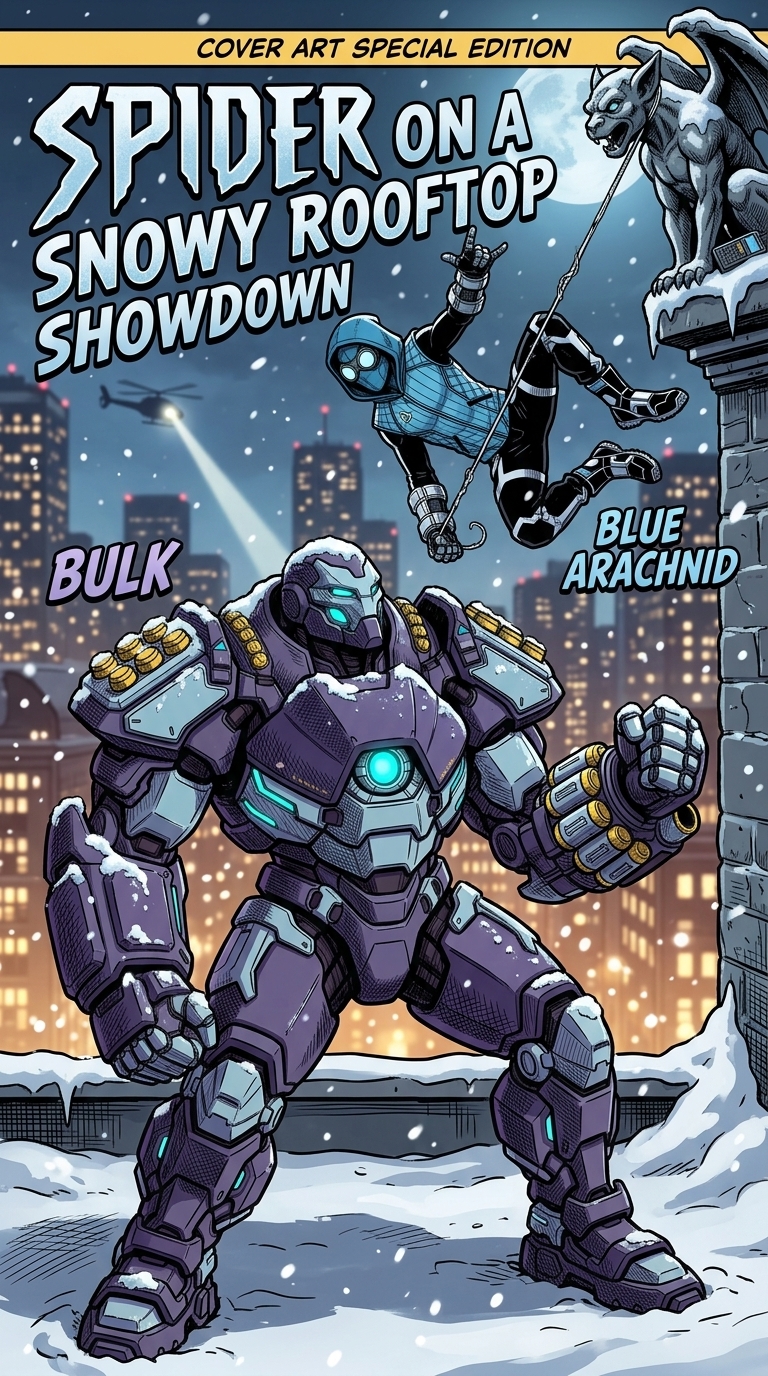Spider on a Snowy Rooftop Showdown