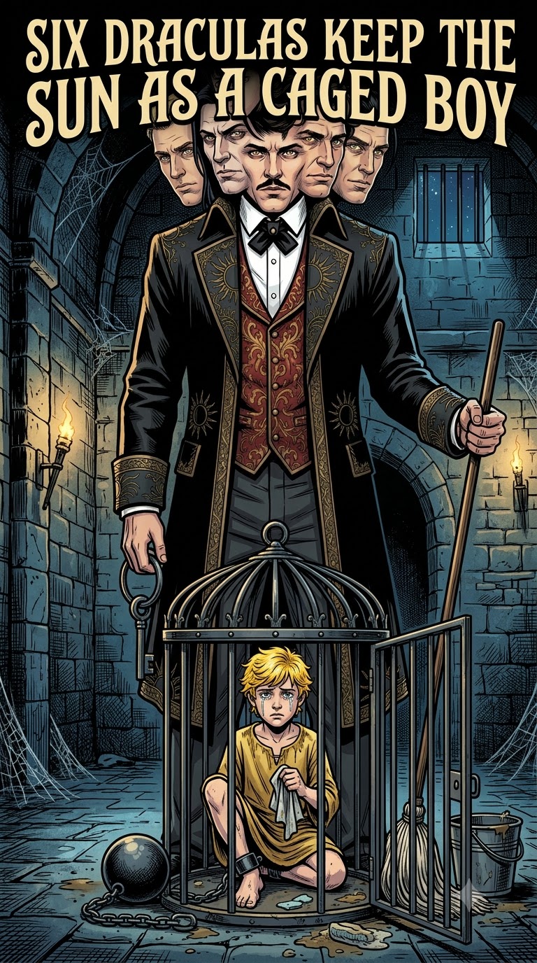 Six Draculas Keep the Sun as a Caged Boy