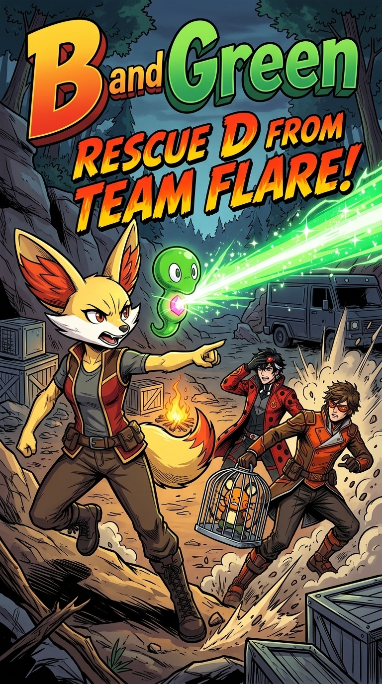 B and Green Rescue D from Team Flare